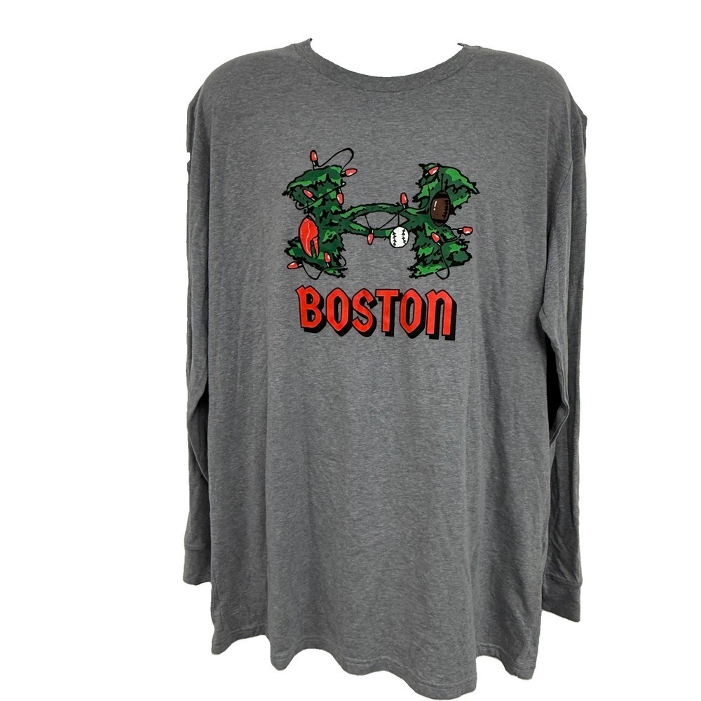 NEW Under Armour Loose Boston All Sports Christmas Long Sleeve T-shirt Mens XL